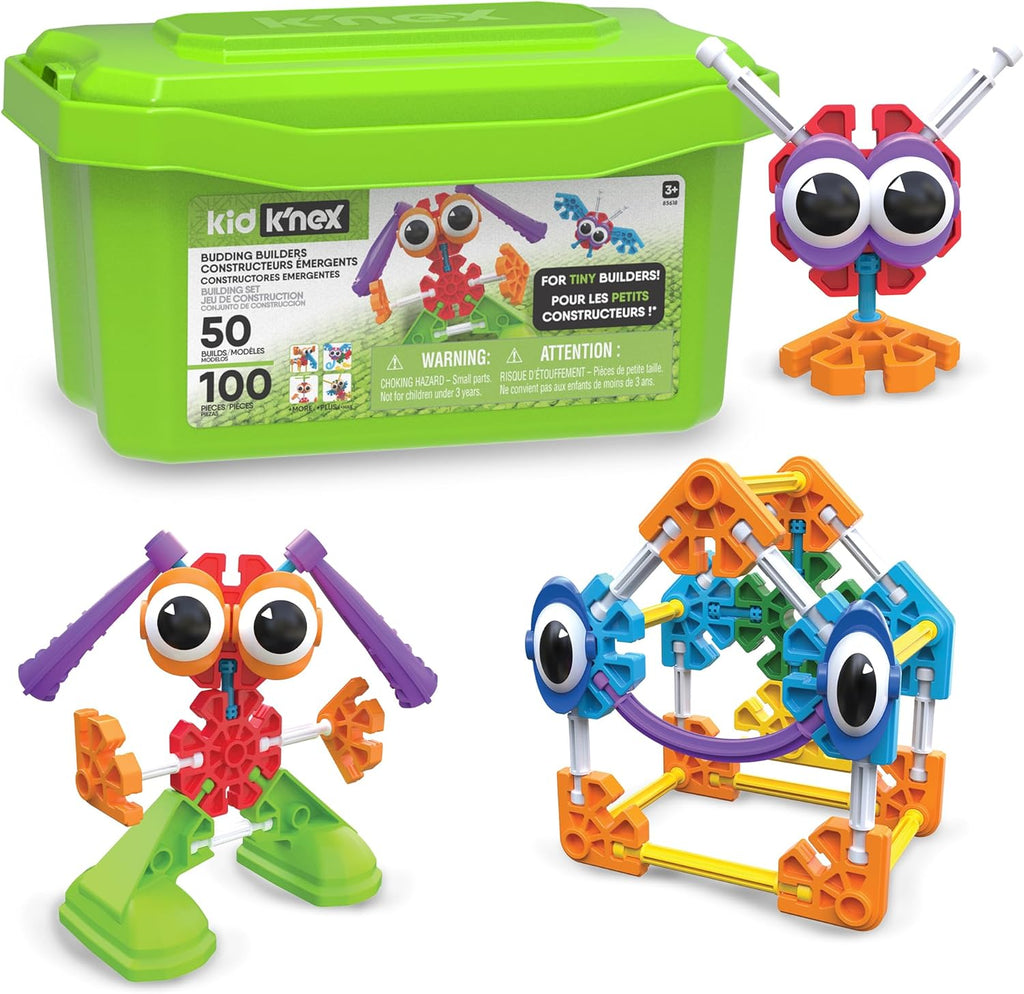 KID K'NEX - Juego de constructores en ciernes, 100 piezas, construcción STEM preescolar, juego de construcción para niños, juego creativo para edades de 3 años en adelante