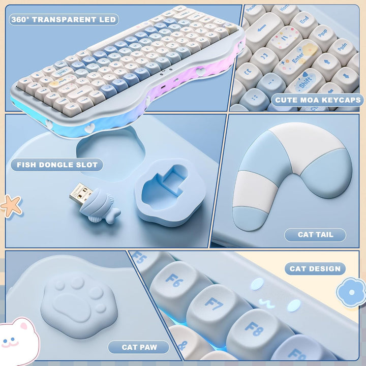 YUNZII Teclado mecánico inalámbrico C75, diseño del 75%, NKRO inter...