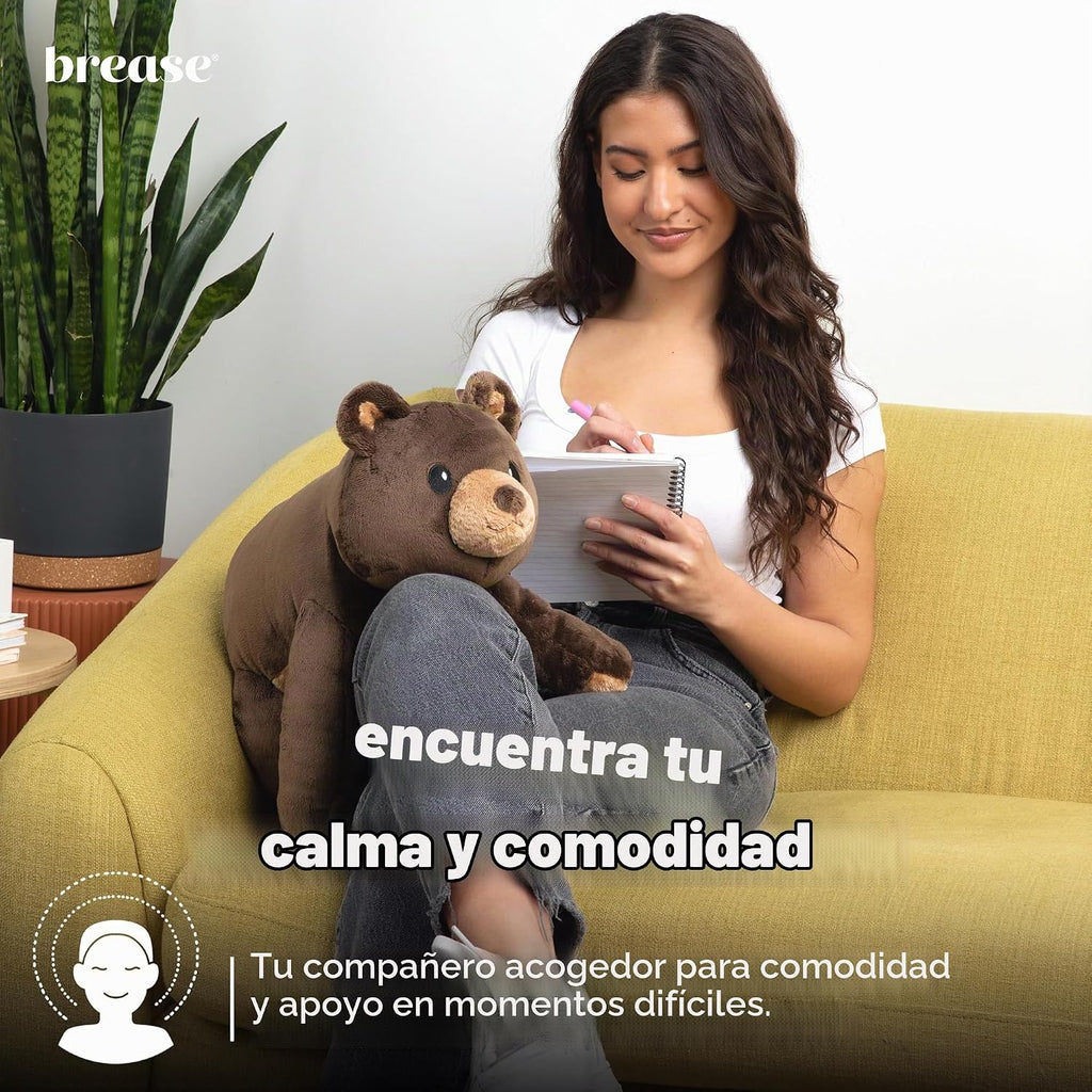 Oso de peluche con peso de Brease de 5 libras sin aroma, oso de peluche marrón suave para niños y adultos, peluche suave para niños y niñas, oso acogedor para comodidad, calma y abrazo suave