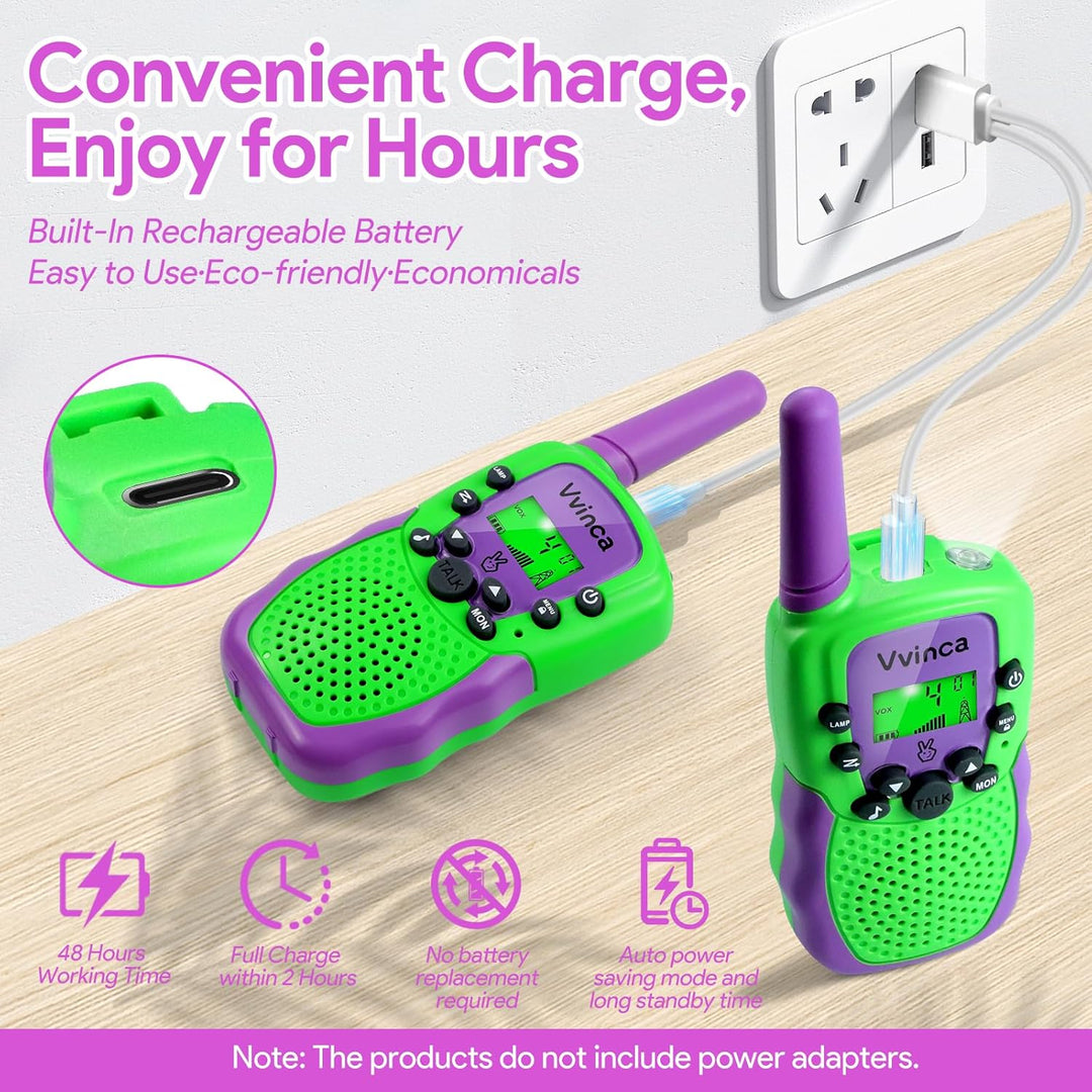 Vvinca Walkie Talkies para niños recargables, juguetes con temática...
