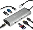 j5create Estación de acoplamiento para laptop, 9 en 1, 4K60Hz HDMI, USB-C