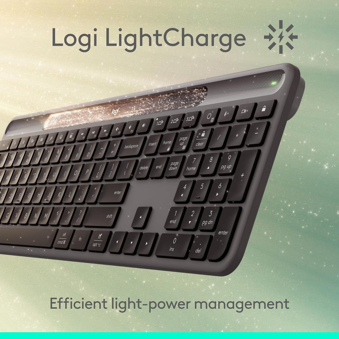 Logitech Signature Slim Solar+ Teclado Bluetooth inalámbrico K980,...