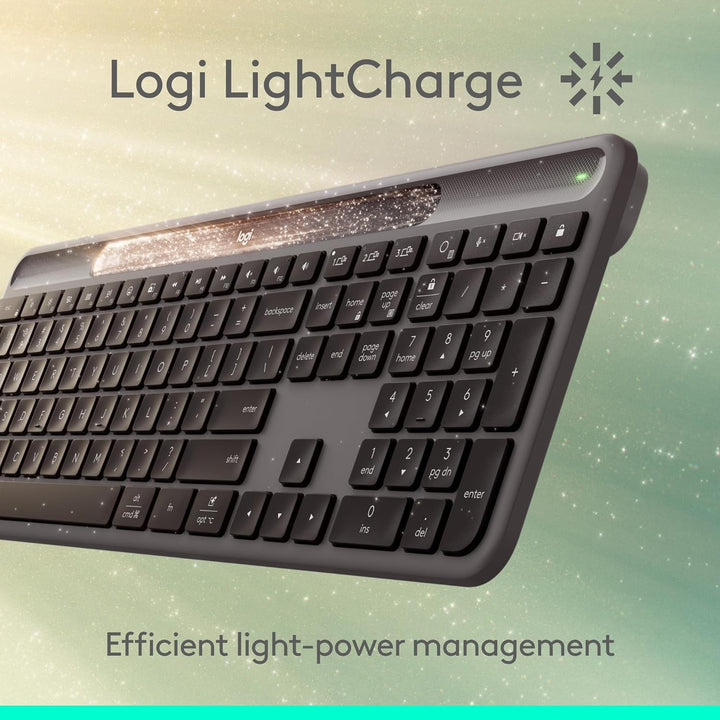 Logitech Signature Slim Solar+ Teclado Bluetooth inalámbrico K980,...