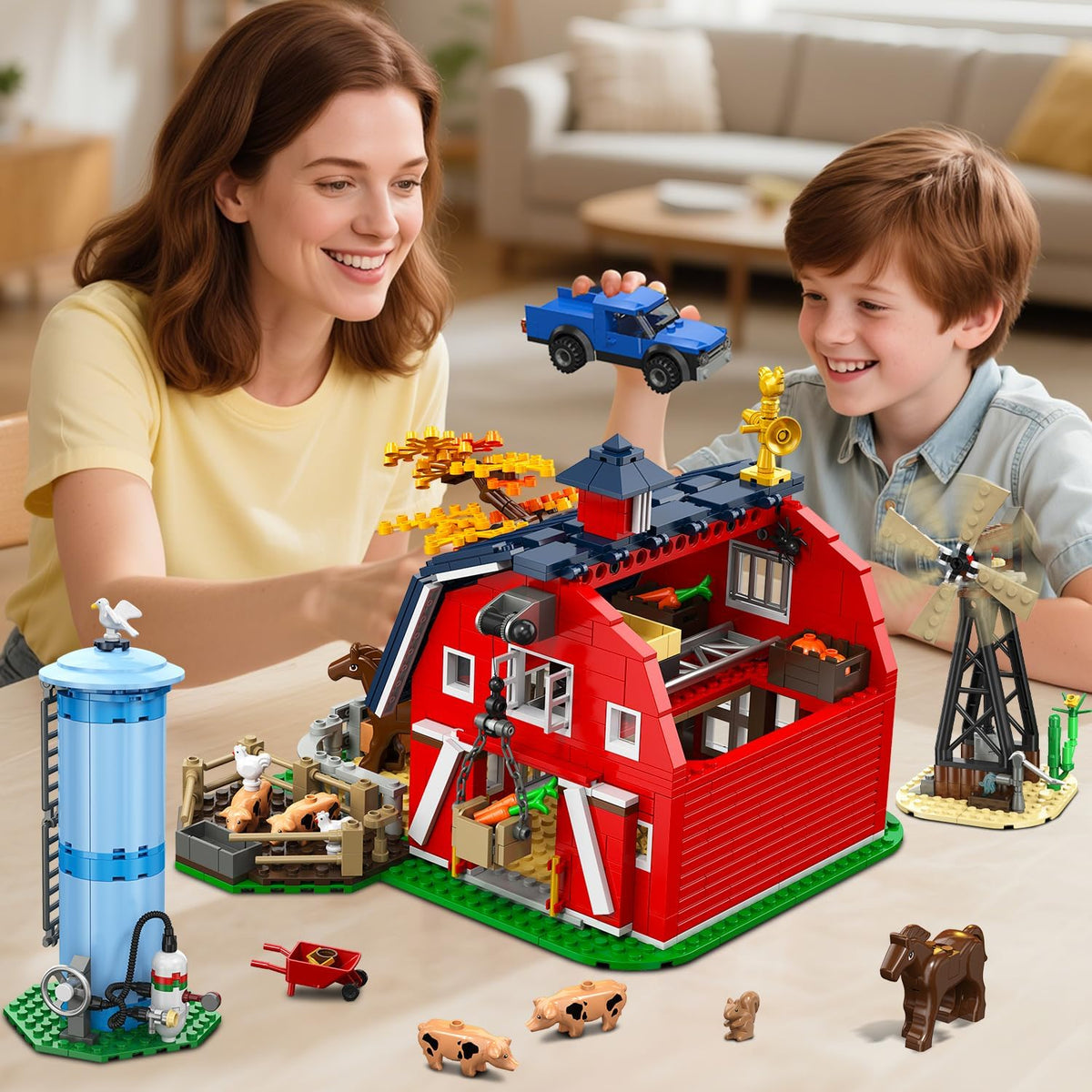 INSOON Set de Construcción Granero Estilo Finca del Oeste con Luces para Niños y Niñas 8+