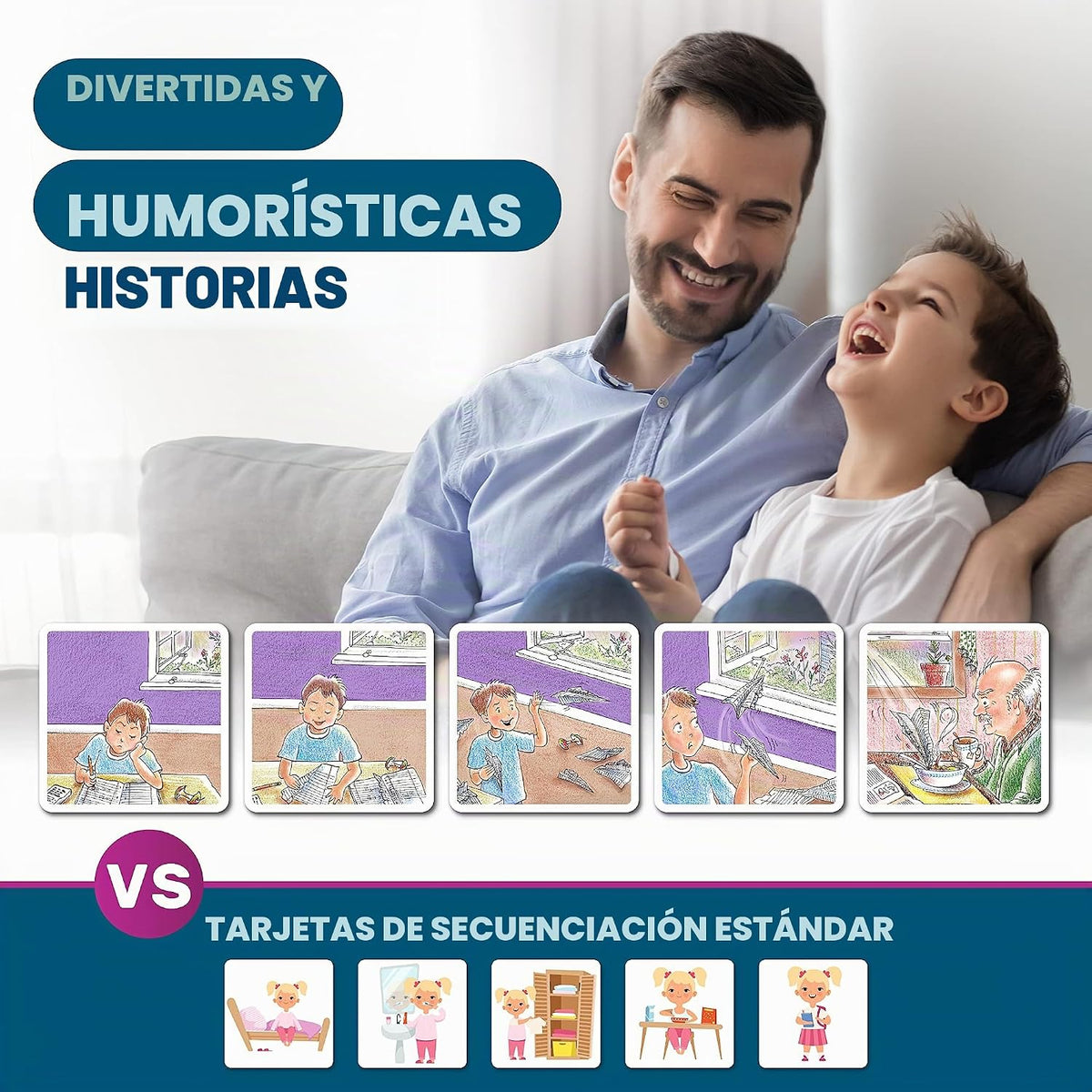 Story Cues - Tarjetas de secuenciación especializada, materiales de terapia del habla, juego de habilidades sociales, juegos de estudiantes de idioma inglés, tarjetas de narración de