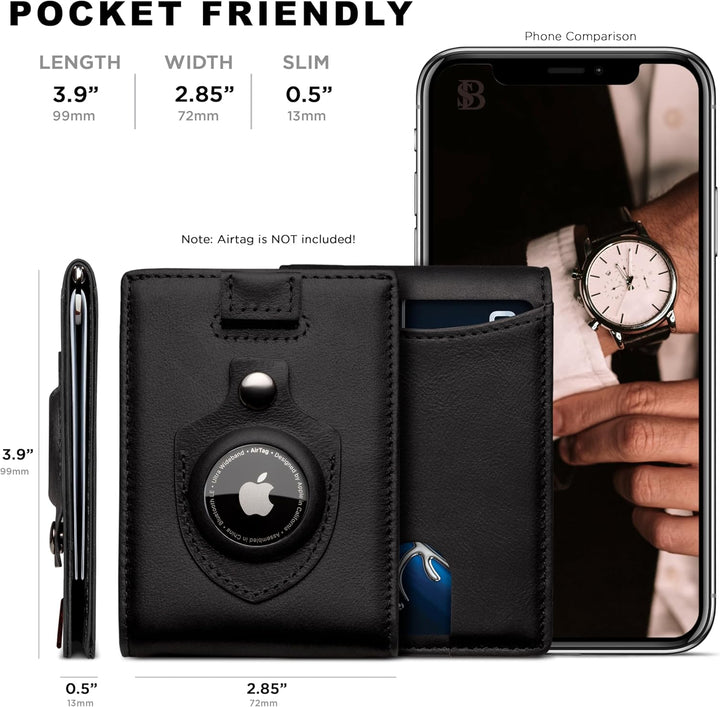 SERMAN BRANDS RFID Blocking Slim Bifold Genuine Leather Minimalist...