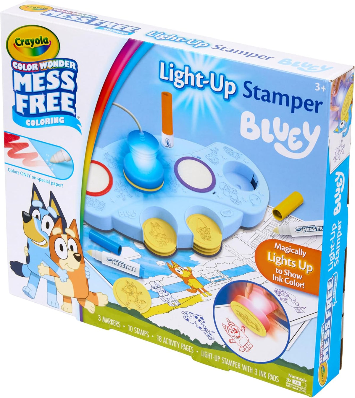 Crayola Magic Light Up Bluey Stamper Art Set, para colorear y estampado sin