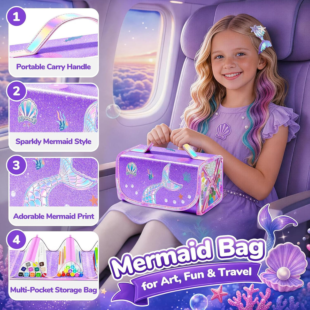 DreamyCandy 70 Pcs Washable Markers Set para Kids 4-8, Mermaid Art Set Gifts