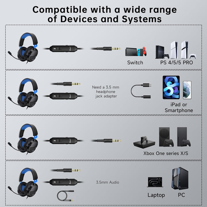 Auriculares para juegos para PS5 PS5Pro PS4 Xbox Series X