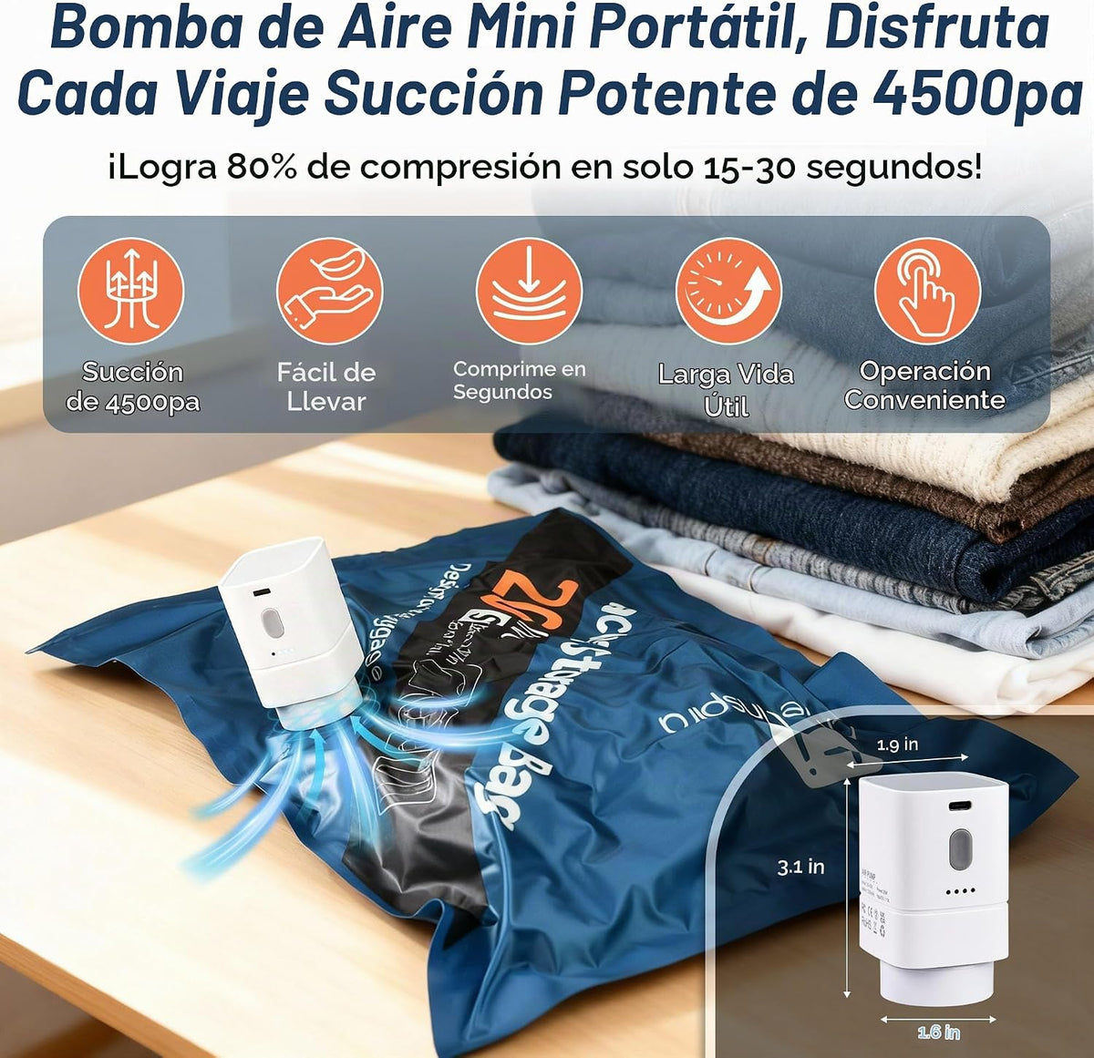 Bolsas de almacenamiento al vacío de tela Oxford para viajes, desgarro y