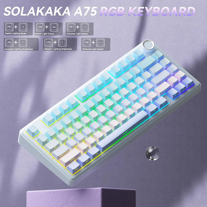 SOLAKAKA Teclado mecánico inalámbrico A75, teclado para juegos inte...