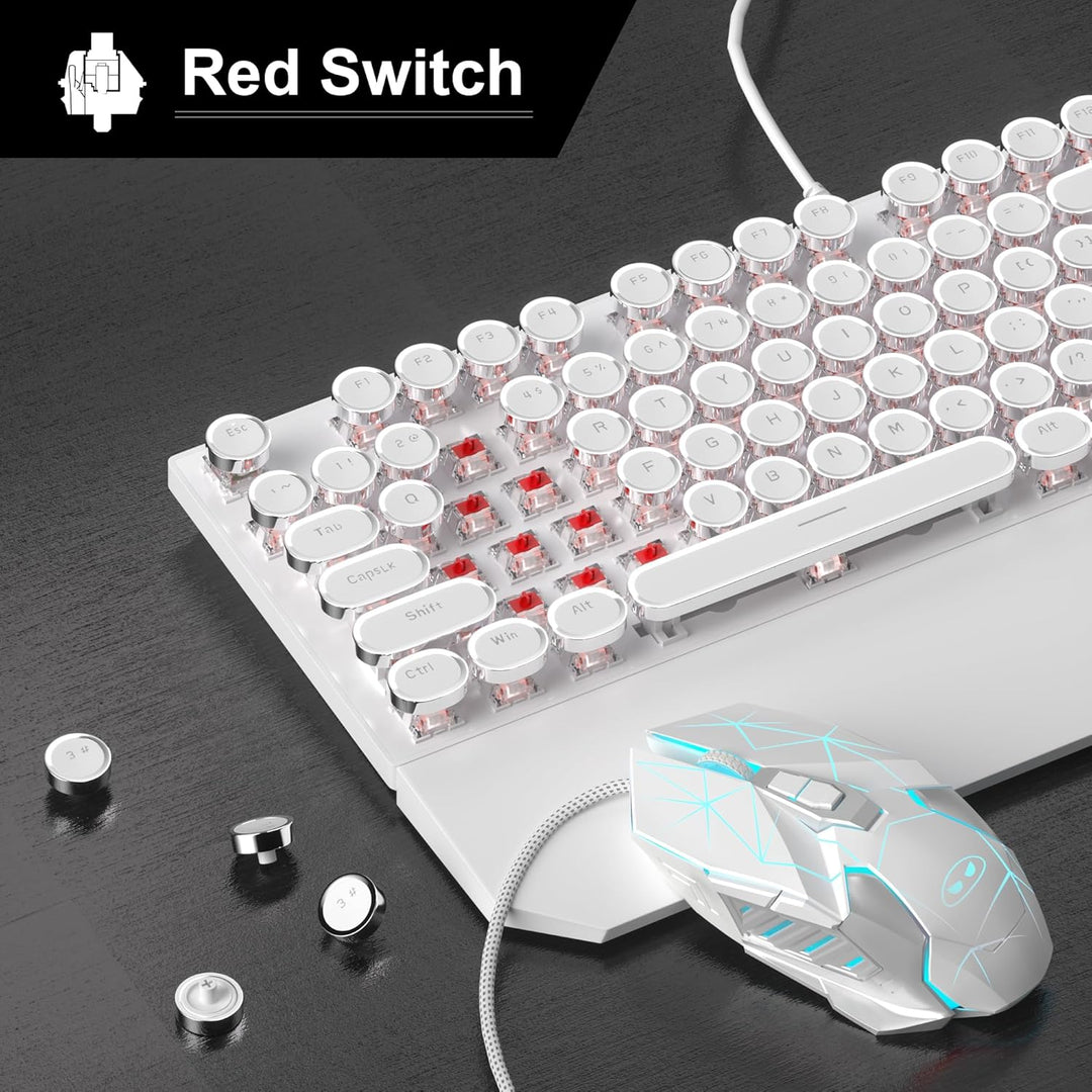 Combo de teclado y mouse retro de máquina de escribir, bonito tecla...