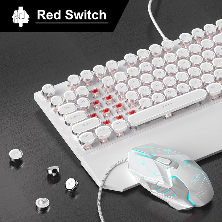 Combo de teclado y mouse retro de máquina de escribir, bonito tecla...