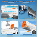 Paquete de 2 pistolas de agua eléctricas para adultos, pistolas de chorro para niños con luz y gran capacidad, potente pistola de agua de hasta 28-32 pies de alcance para verano, piscina, fiesta