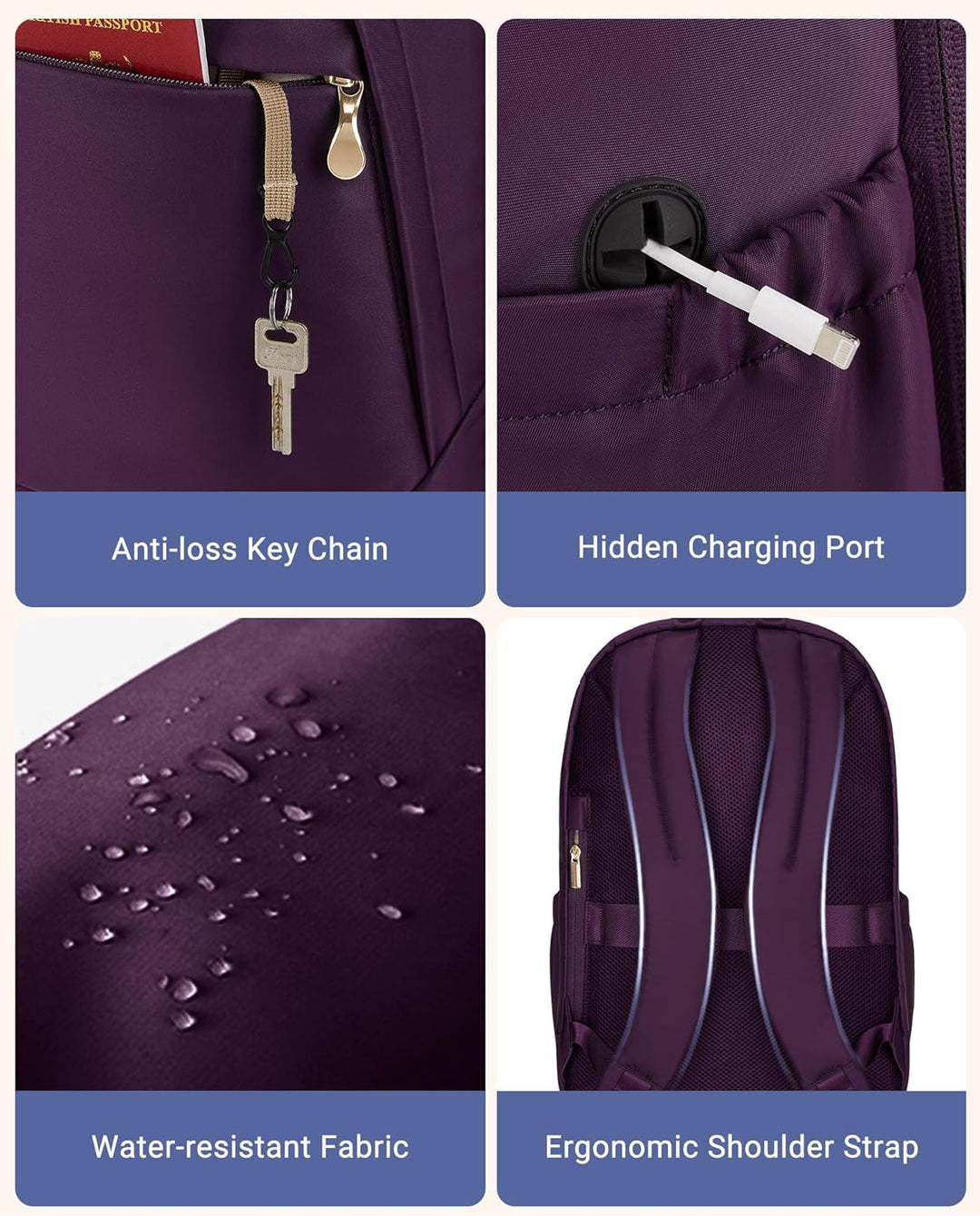 LIGHT FLIGHT - Mochila para laptop para mujer, mochila de viaje, bo...
