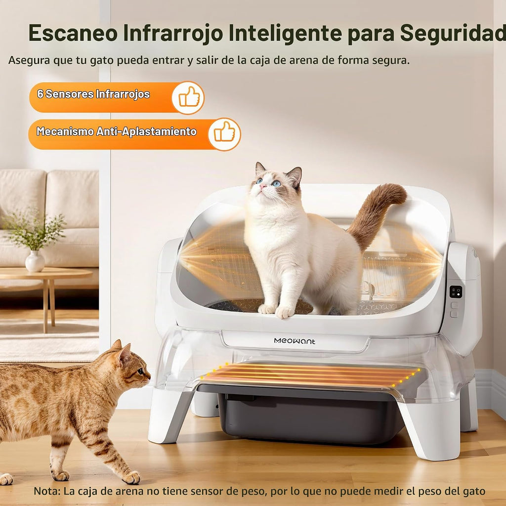Meowant Escaneo infrarrojo automático extra grande de la caja de arena y