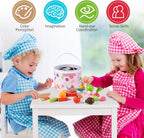 WHOLL - Juego de 45 piezas de comida de madera para niños, juguetes de