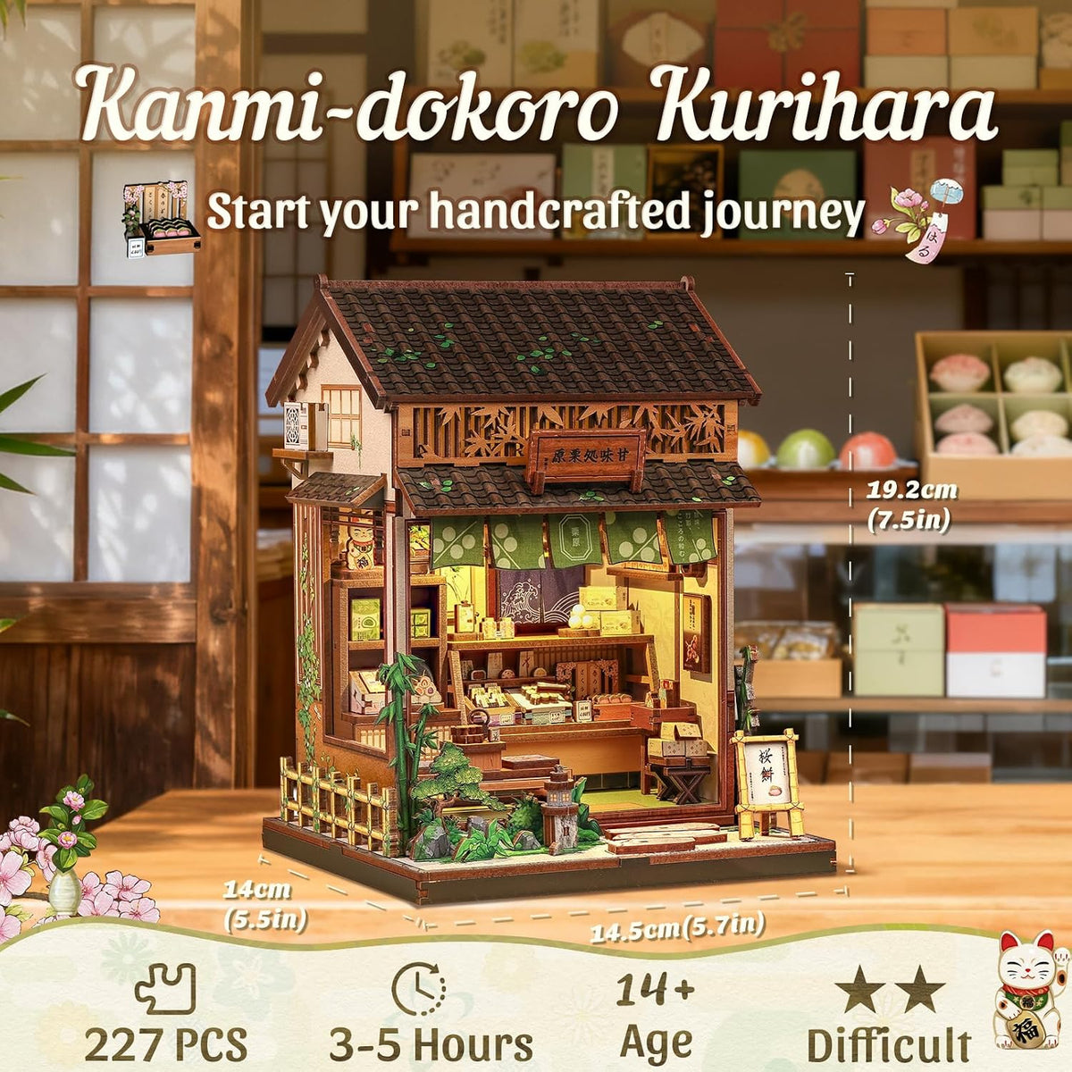 CUTEBEE Kit de rincón de libros – Kit de casa en miniatura para adultos, casa de muñecas, estantería de casa pequeña, decoración de estantería 3D rompecabezas de madera (Kanmi-dokoro Kurihara y
