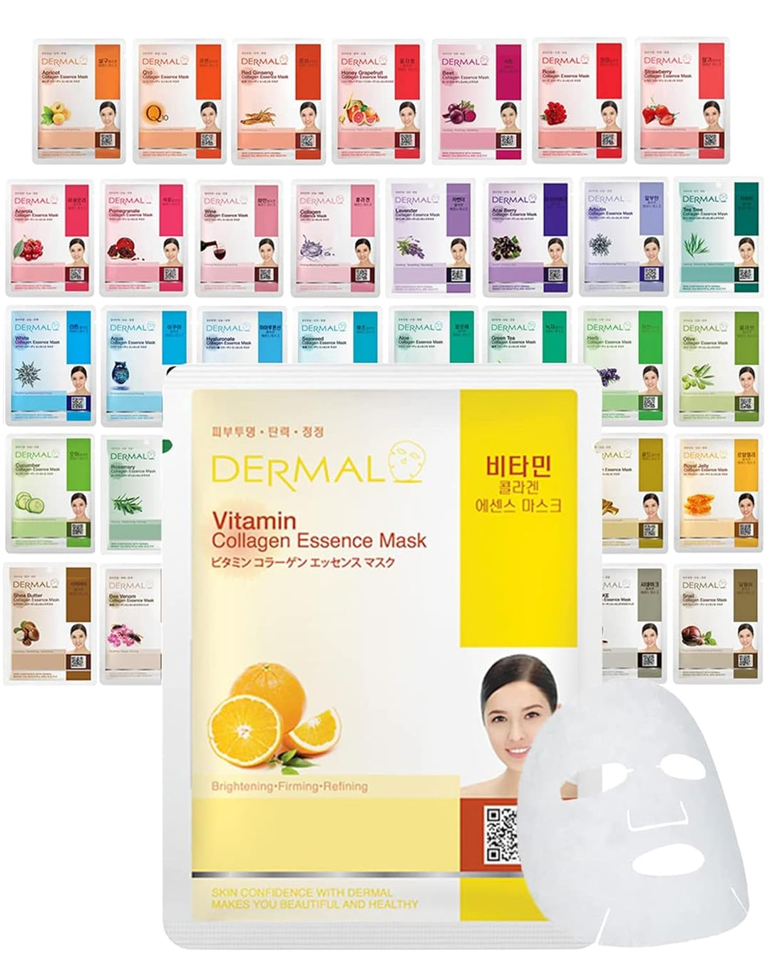 DERMAL Paquete combinado de 39 mascarillas faciales fabricadas en C...