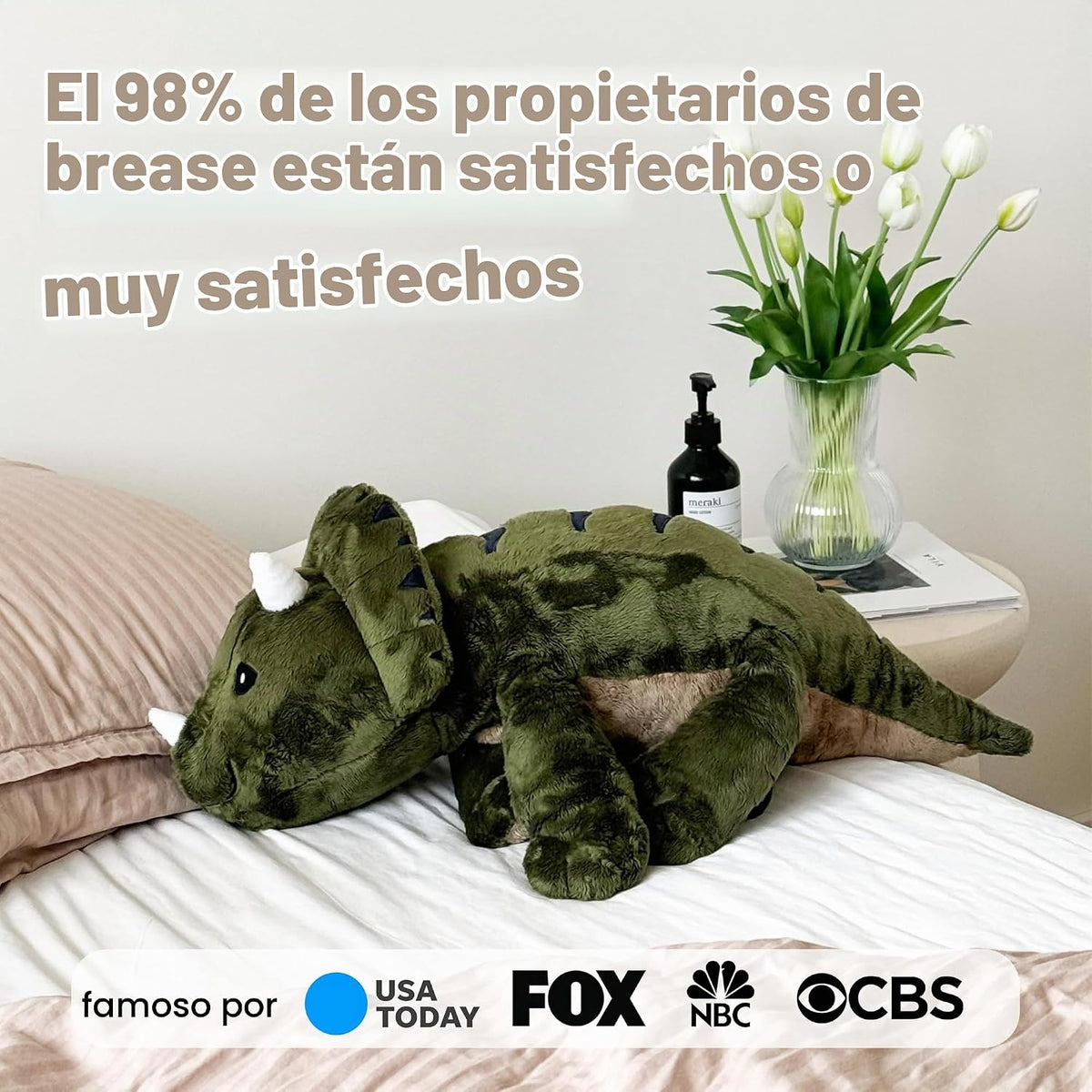 Brease Animal de peluche con peso, dinosaurio verde de 25 pulgadas, 5 libras, felpa pesada