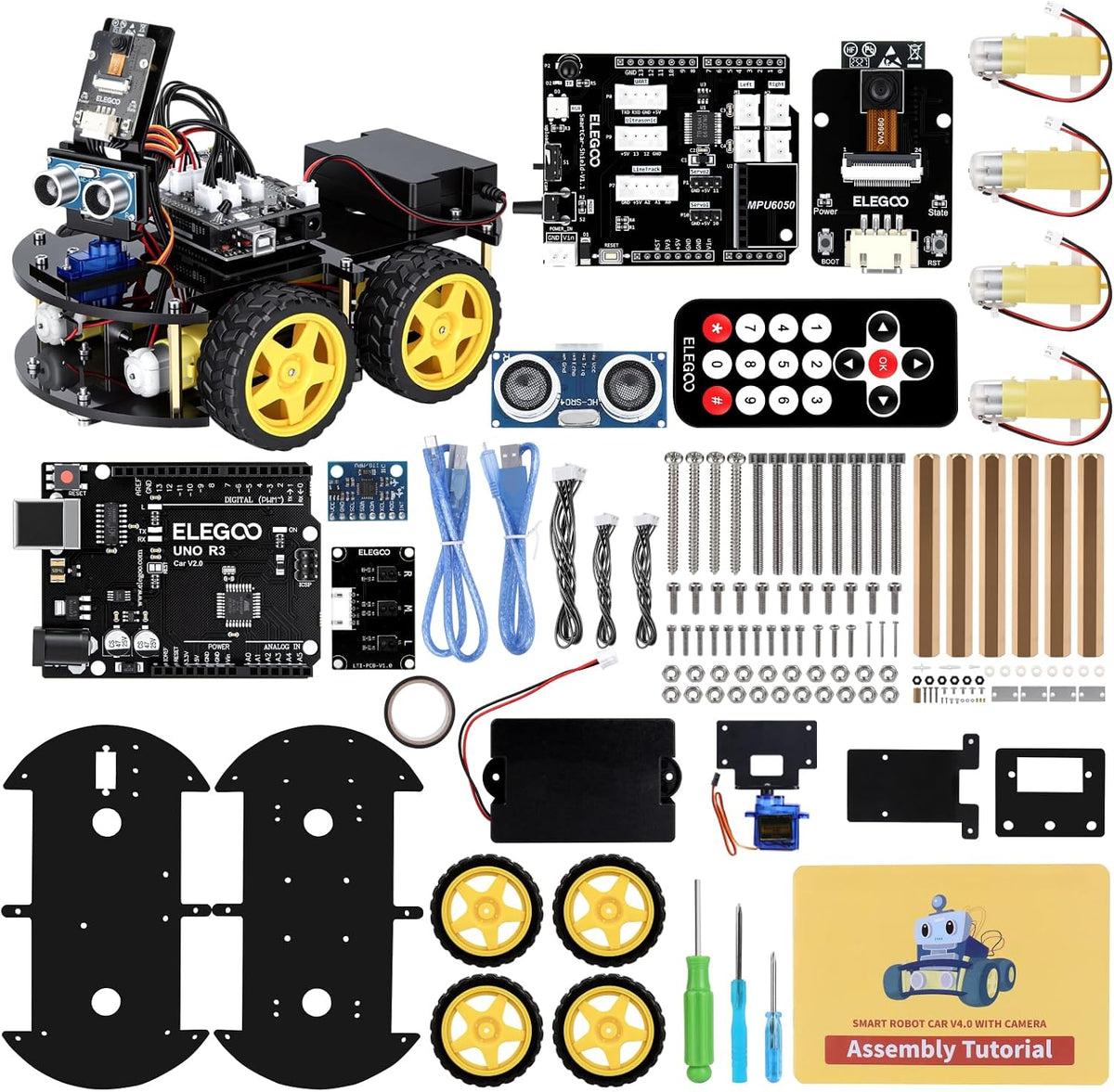 ELEGOO UNO R3 Kit de Coche Robot Inteligente V4 para Robótica Arduino para Niños de 8-12 12-16 años, Kits de Ciencia STEM, Regalos de Programación para Niños de 8 9 10 11 12 13 14 15 16 años, Niños