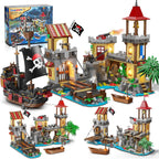 Juego de construcción de castillo pirata con luz 3 modos