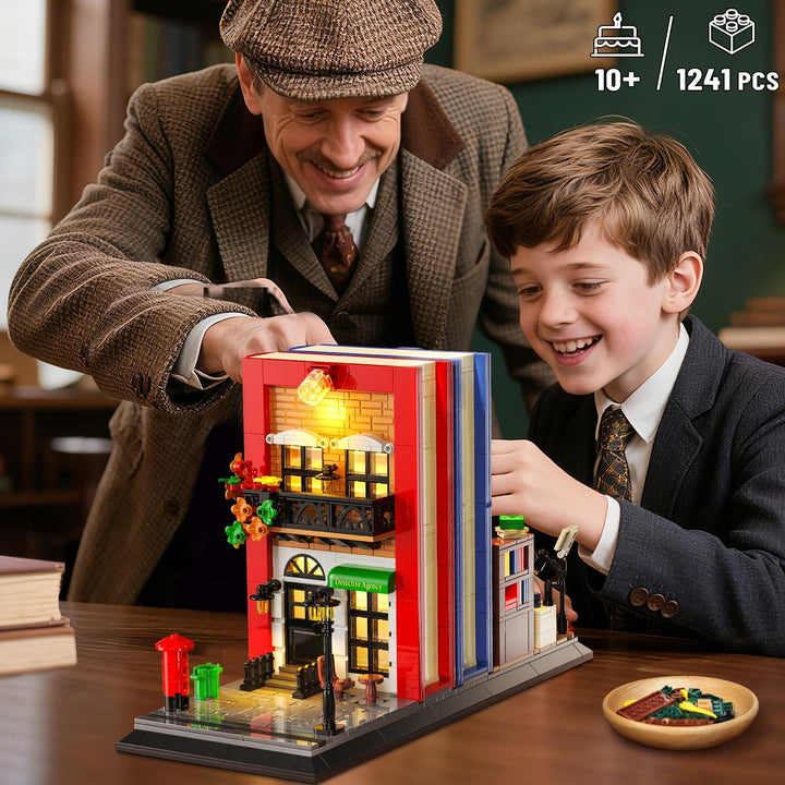 Juego de construcción de sujetalibros de detective con