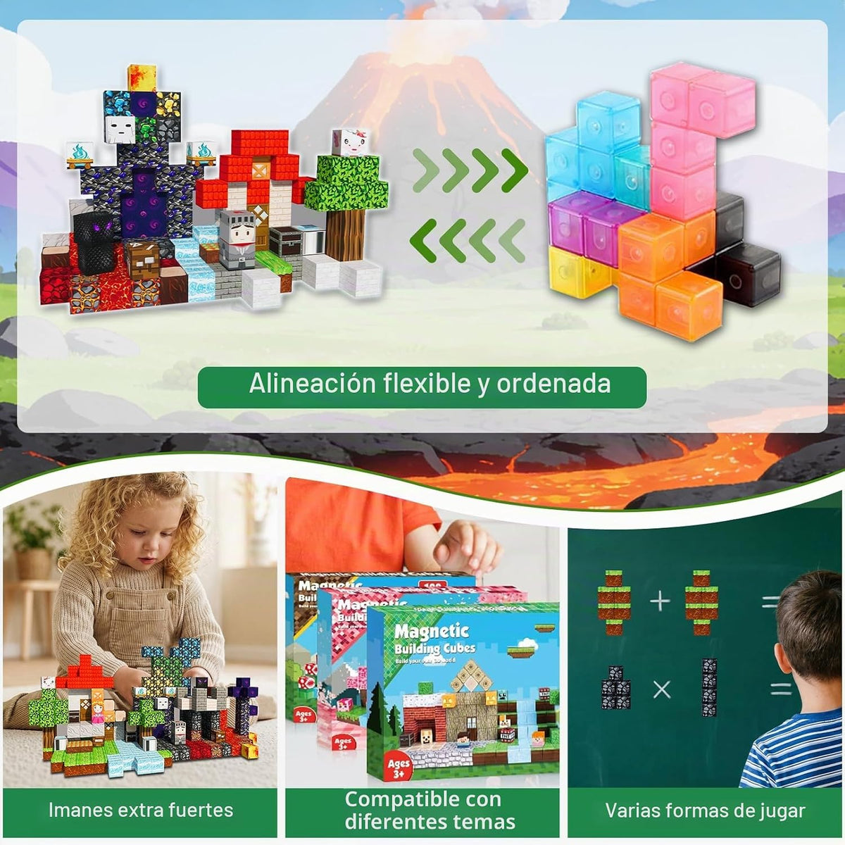 Bloques magnéticos 200PCS Juguetes de construcción para niños