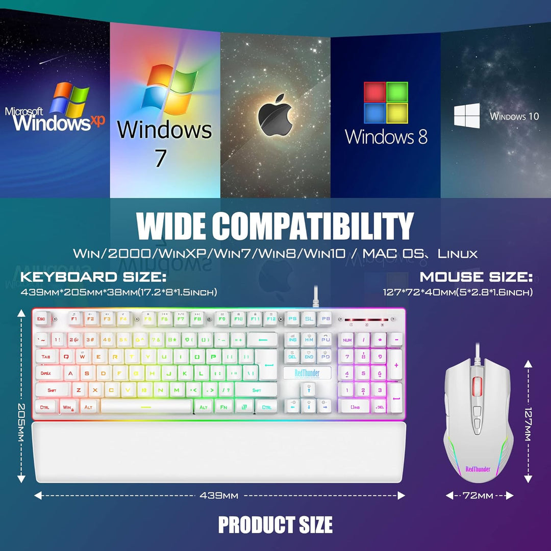RedThunder K10 Combo de Teclado y Mouse para Juegos con Cable y Rep...