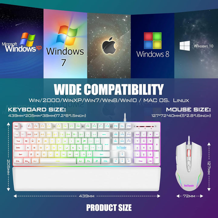 RedThunder K10 Combo de Teclado y Mouse para Juegos con Cable y Rep...