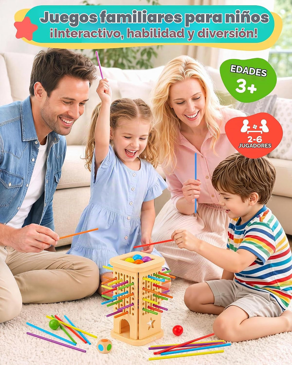 Montessori - Juego de mesa para niños de 4 a 6 años, juegos de bolas de