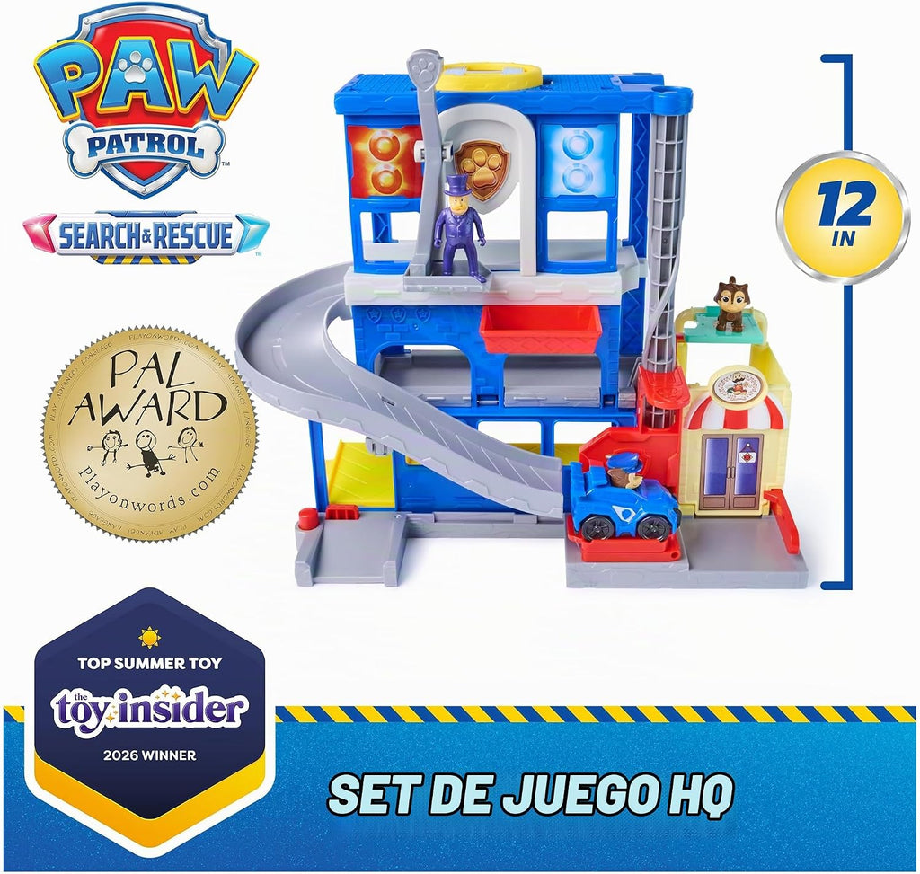 Paw Patrol: Pup Squad, Search & Rescue HQ Playset con vehículo y 2 figuras