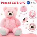 MorisMos Oso de Peluche Gigante de 3 Pies - 36 Pulgadas, Oso de Peluche Rosa Grande para Novia, Novio, Esposa, Mamá, Prometido, Regalo de San Valentín, Oso de Peluche Grande para Baby Shower