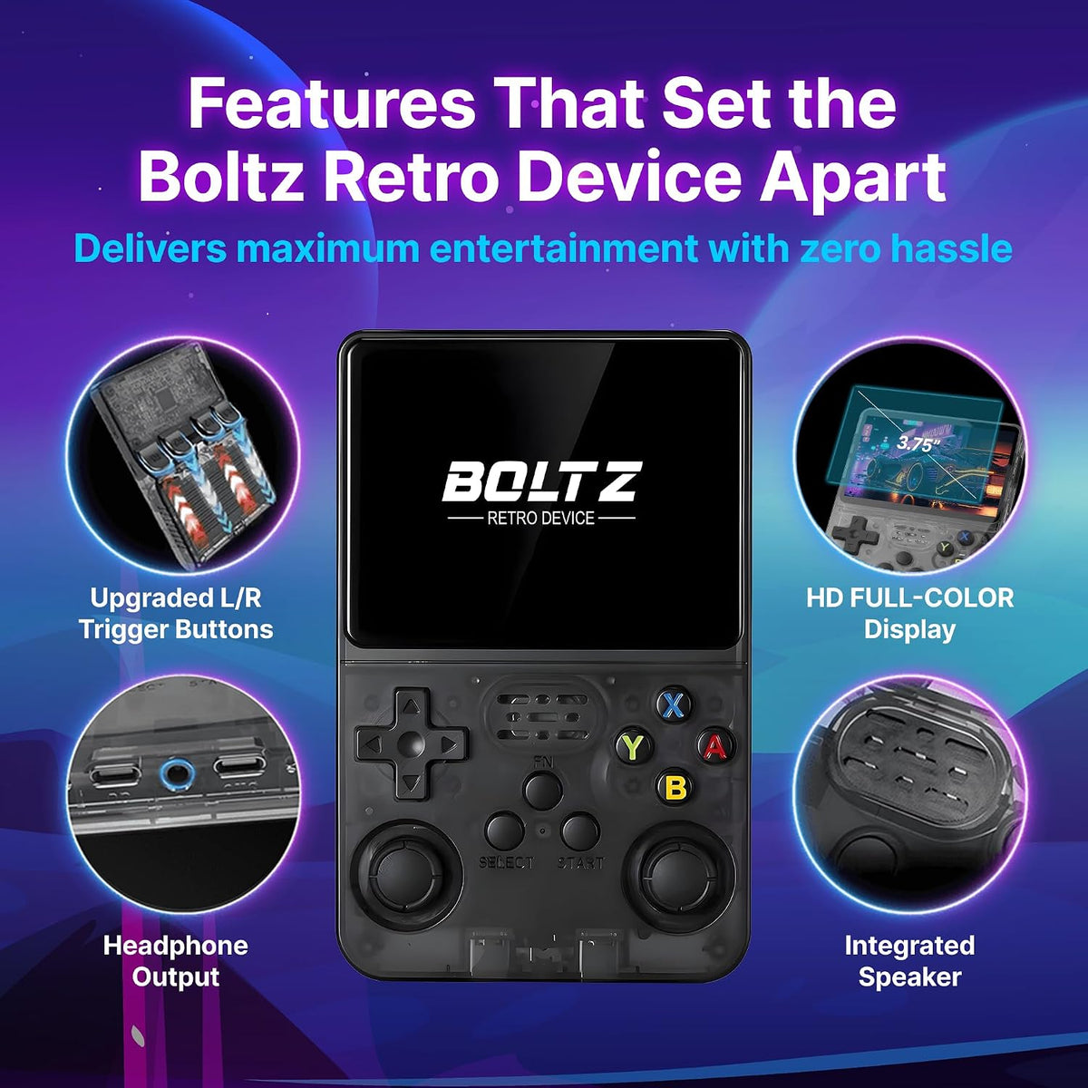Boltz - Consola de juegos de mano retro con 20,503 juegos incorporados, IPS
