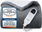 Bedsure Manta térmica con función de precalentamiento, manta eléctrica de calentamiento rápido, manta de franela suave con 6 ajustes de tiempo (hasta 10 horas), 6 ajustes de calefacción, regalos para la abuela (50 x 60 pulgadas, gris)