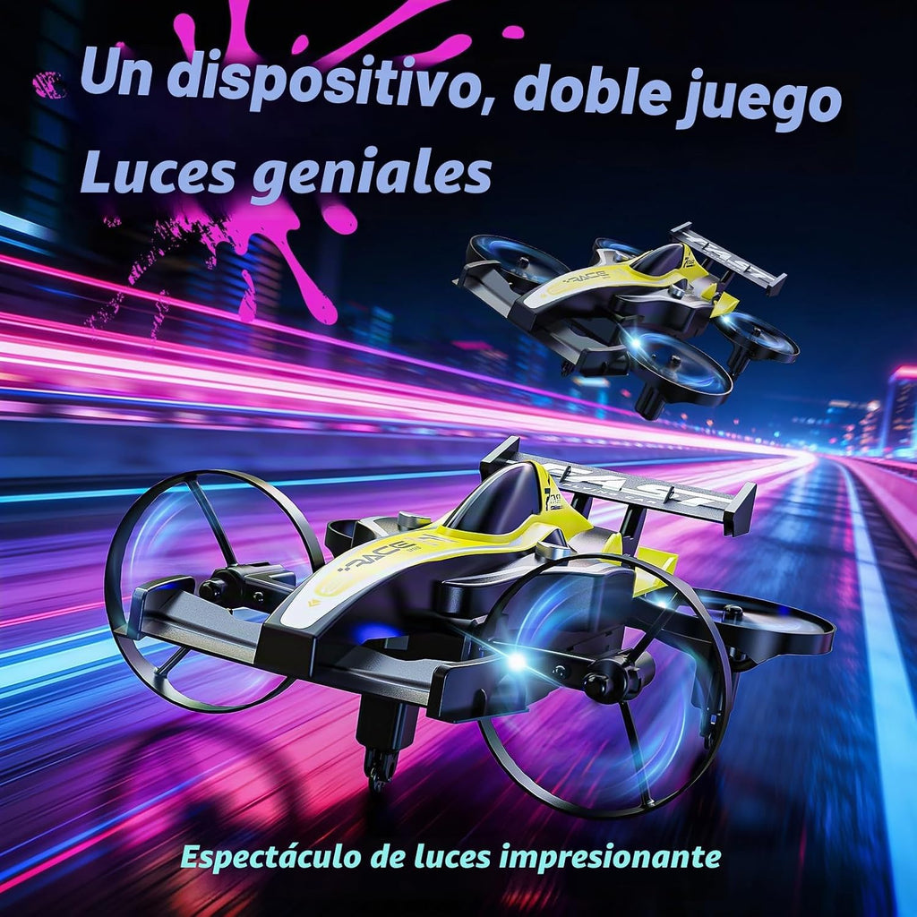 DEERC HT35 Mini dron 2 en 1 para niños | Avión de control remoto, giros de 360°, vuelo circular, despegue/aterrizaje con una tecla, modo sin cabeza, vuelo automático, 3 velocidades, 2 baterías