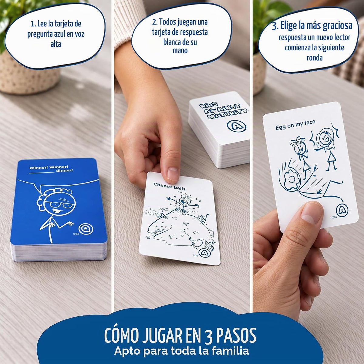 Juego de cartas para niños contra la madurez, divertidos juegos familiares