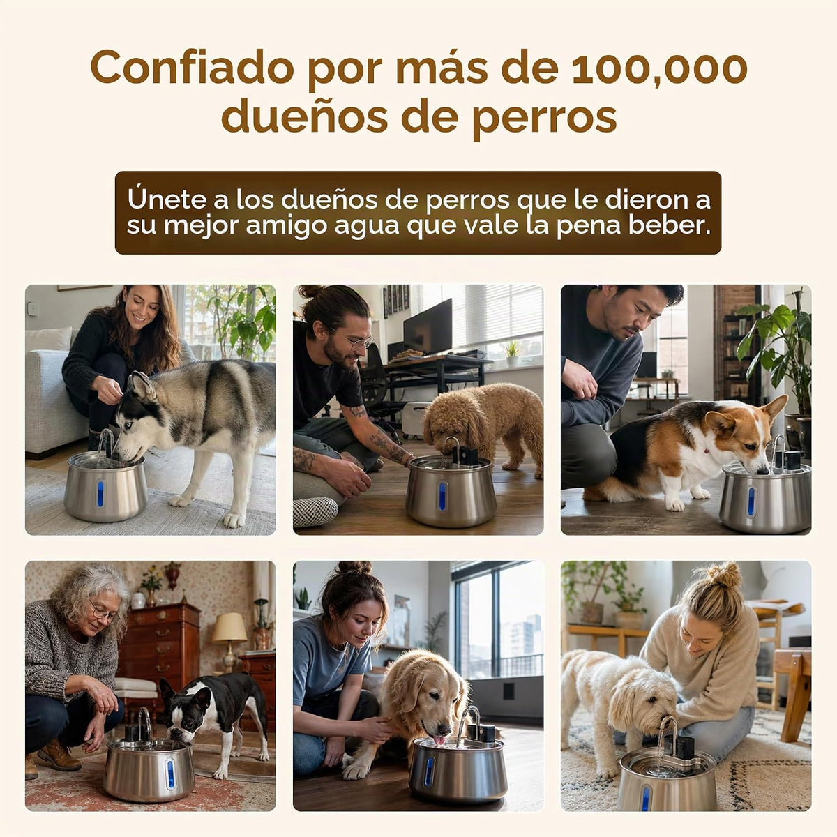 Selene - Fuente inalámbrica para perros, fuente de agua inalámbrica para perros en el interior, fuente de acero inoxidable para mascotas, filtración de 4 capas, batería de 30 días