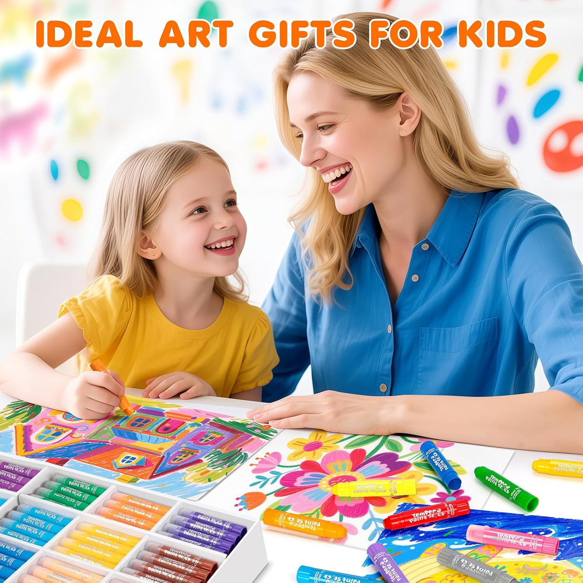 320 barras de pintura de témpera, 16 colores clásicos, palos de pintura sólida lavables para niños pequeños, suministros de arte de pintura para estudiantes de aula, paquete de clase, no tóxico
