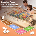 ALL4JIG - Tablero giratorio de 1000 piezas con 4 cajones de 20.94 x 28.74 pulgadas, mesa de rompecabezas portátil de madera para adultos, tablero giratorio Lazy Susan, regalo de cumpleaños para mamá