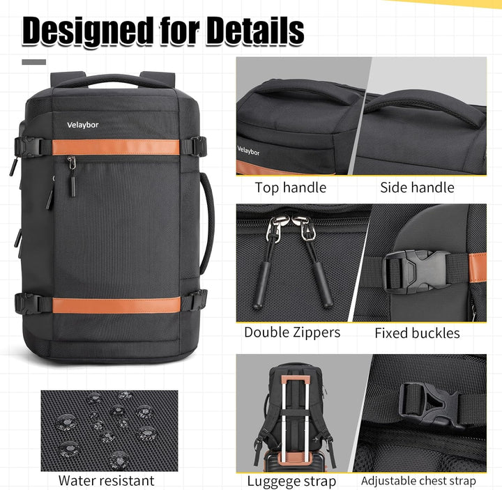 Mochila de viaje Velaybor 42L con 4 cubos de embalaje, bolsa de man...