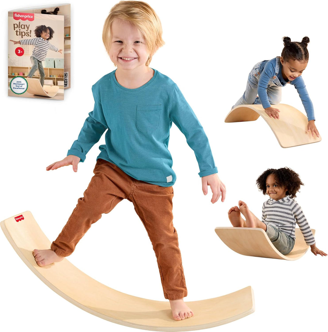 Fisher-Price Wood Montessori Toy Rockin Balance Board -