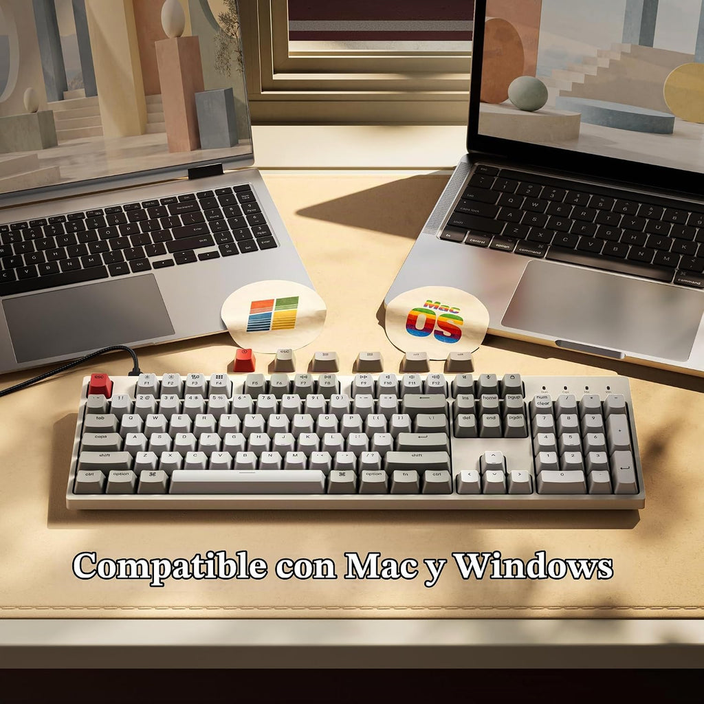 Keychron Teclado mecánico con cable de tamaño completo C2, interruptor