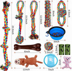 XLMYS Juguetes para perros para masticadores agresivos, paquete de 13, juguetes indestructibles de tira y afloja para razas de perros pequeñas, medianas y grandes, juguetes de limpieza de dientes