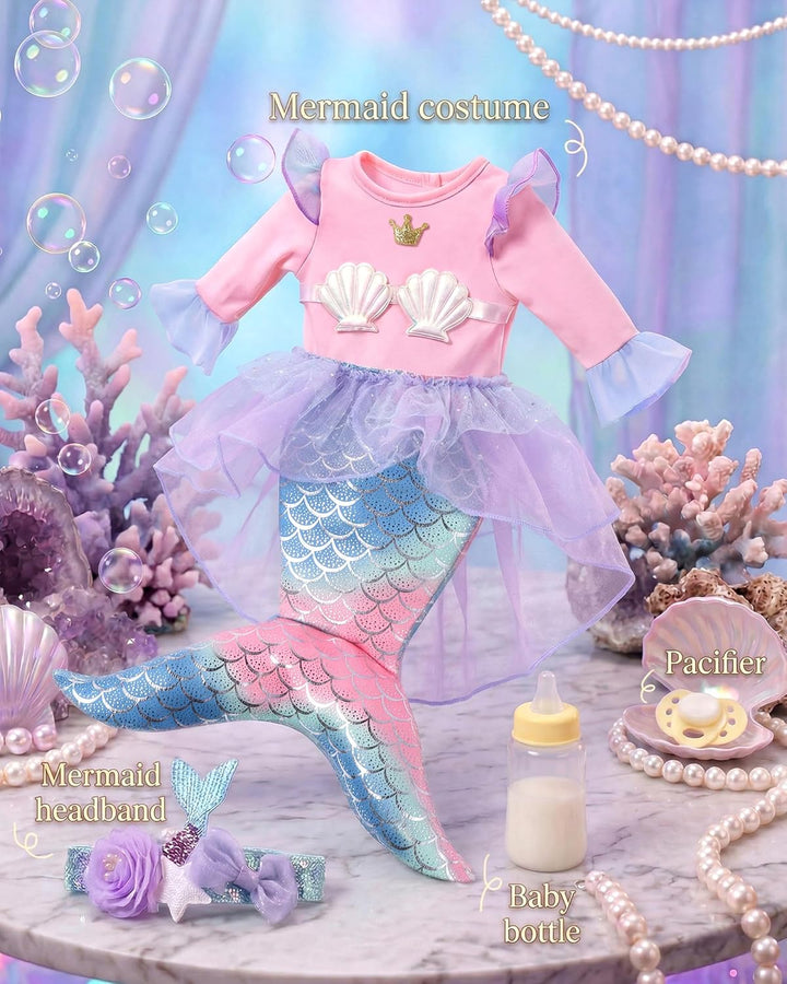 BABESIDE Muñeca de sirena para niñas de más de 3 años, muñecas de b...