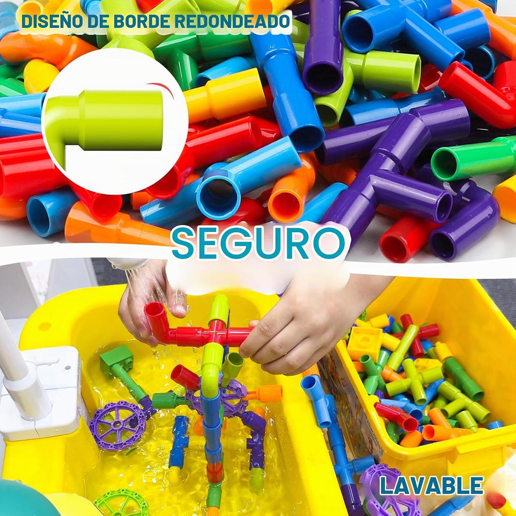burgkidz Juego de construcción de tubos STEM: 188 piezas de coches de