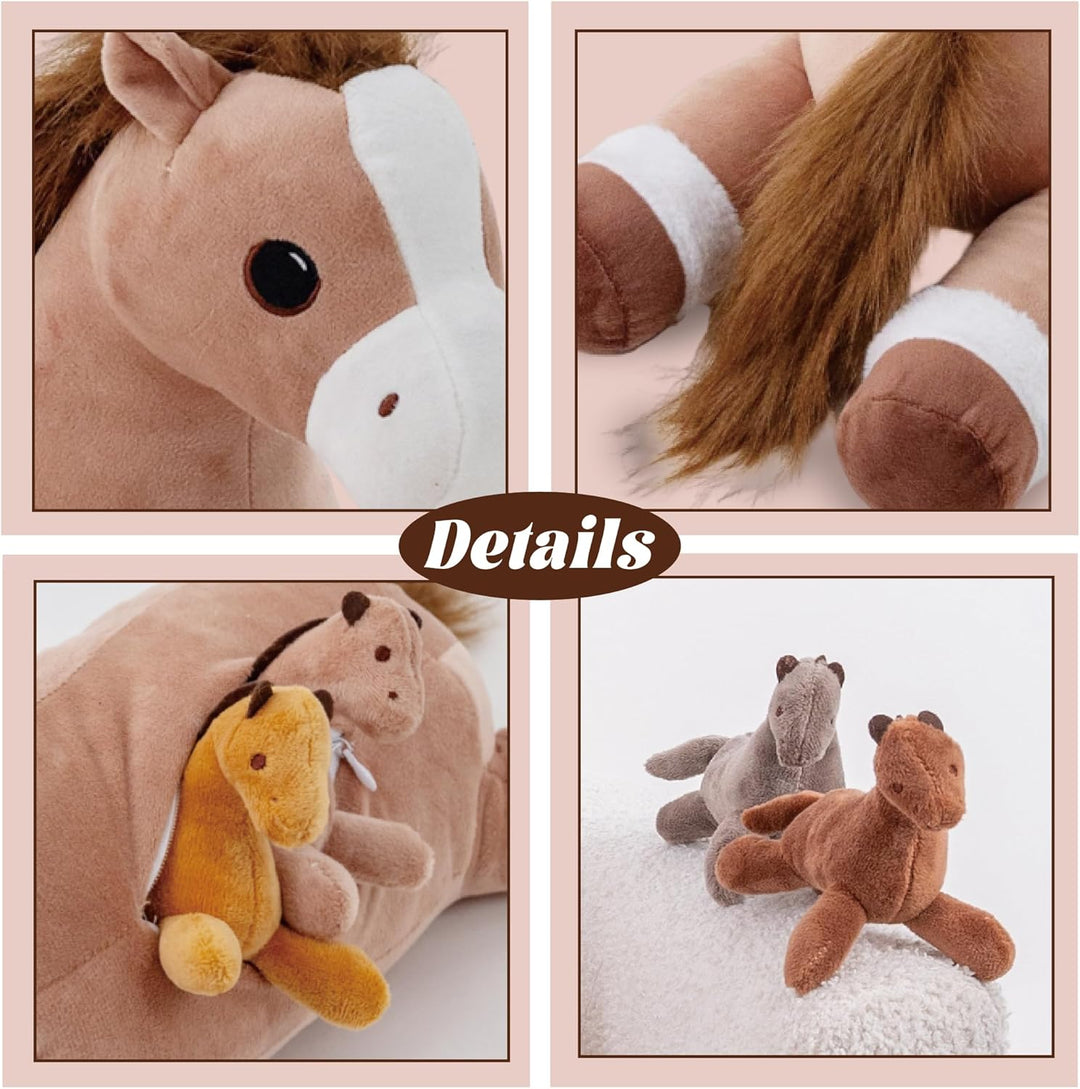 Jrystar 5 piezas de animales de peluche de caballo, gran animal de...