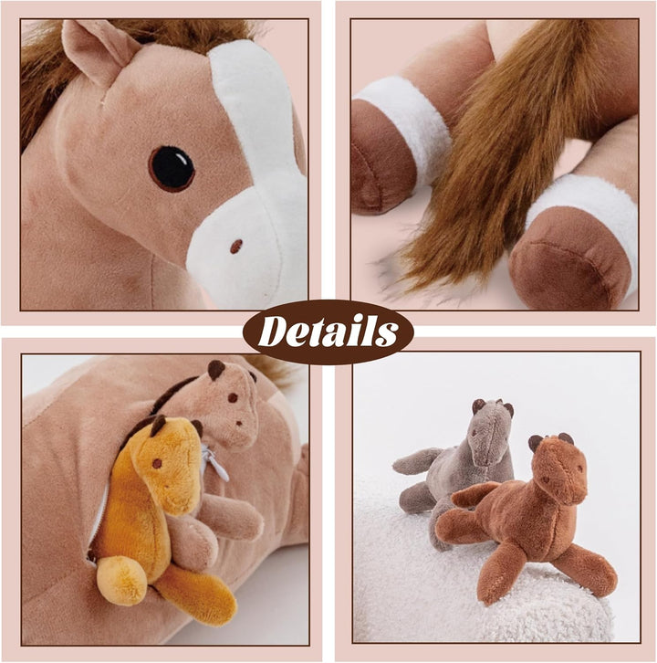 Jrystar 5 piezas de animales de peluche de caballo, gran animal de...
