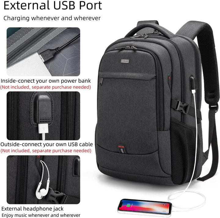 DUSLANG Mochila para portátil para viajes, resistente al agua, moch...