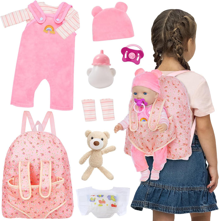 Ropa para Muñecas Bebé con Mochila Portadora para Muñeca de 35.5-45...